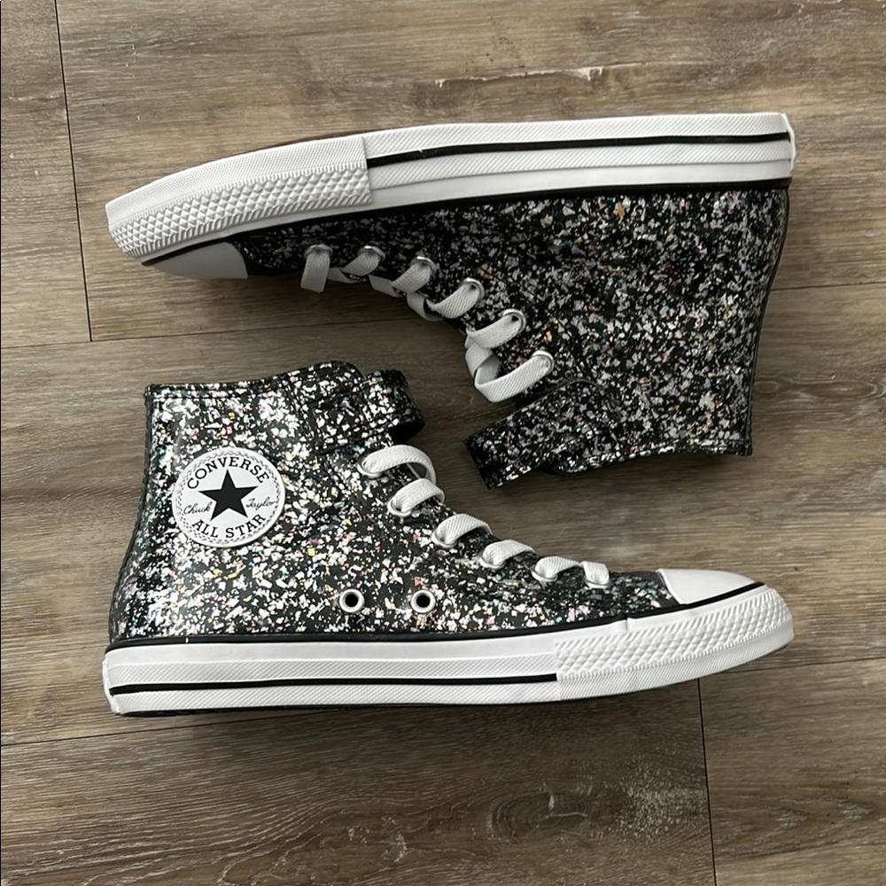 Converse Black and Silver Glitter High-Tops